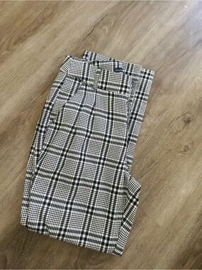 Abercrombie & Fitch Plaid Pants XS Black White Tailored Career Chic